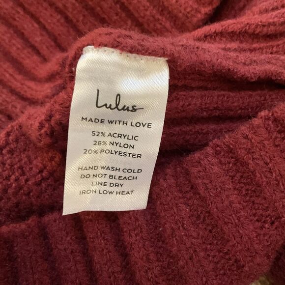 Lulus Trend Maker Sweater Women's XS Burgundy Pointelle Knit V Neck Med Weight - Picture 10 of 13